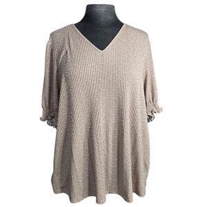 Adrianna Papell Beige Textured Blouse